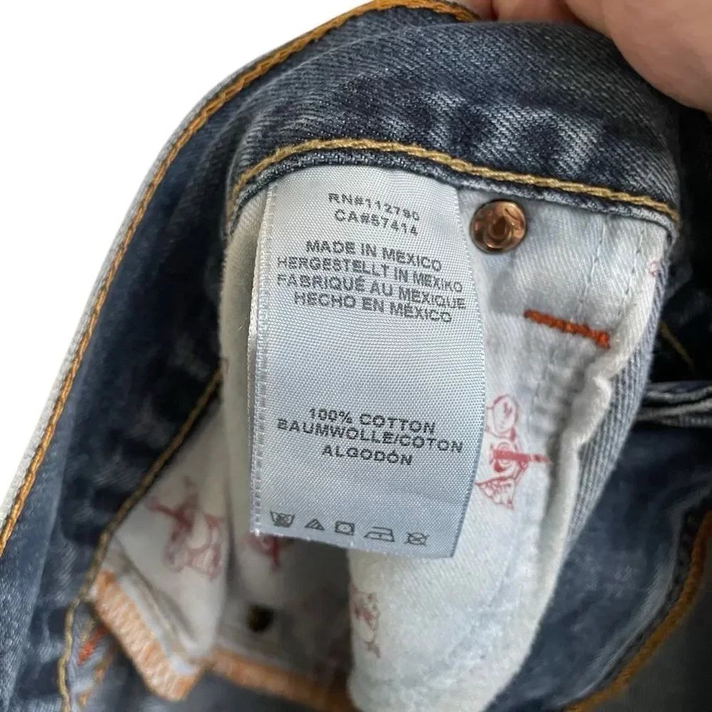 True Religion Skinny Old Multi Distressed Denim Jean Shorts Size‎ 42